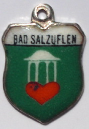 BAD SALZUFLEN, Germany - Vintage Silver Enamel Travel Shield Charm